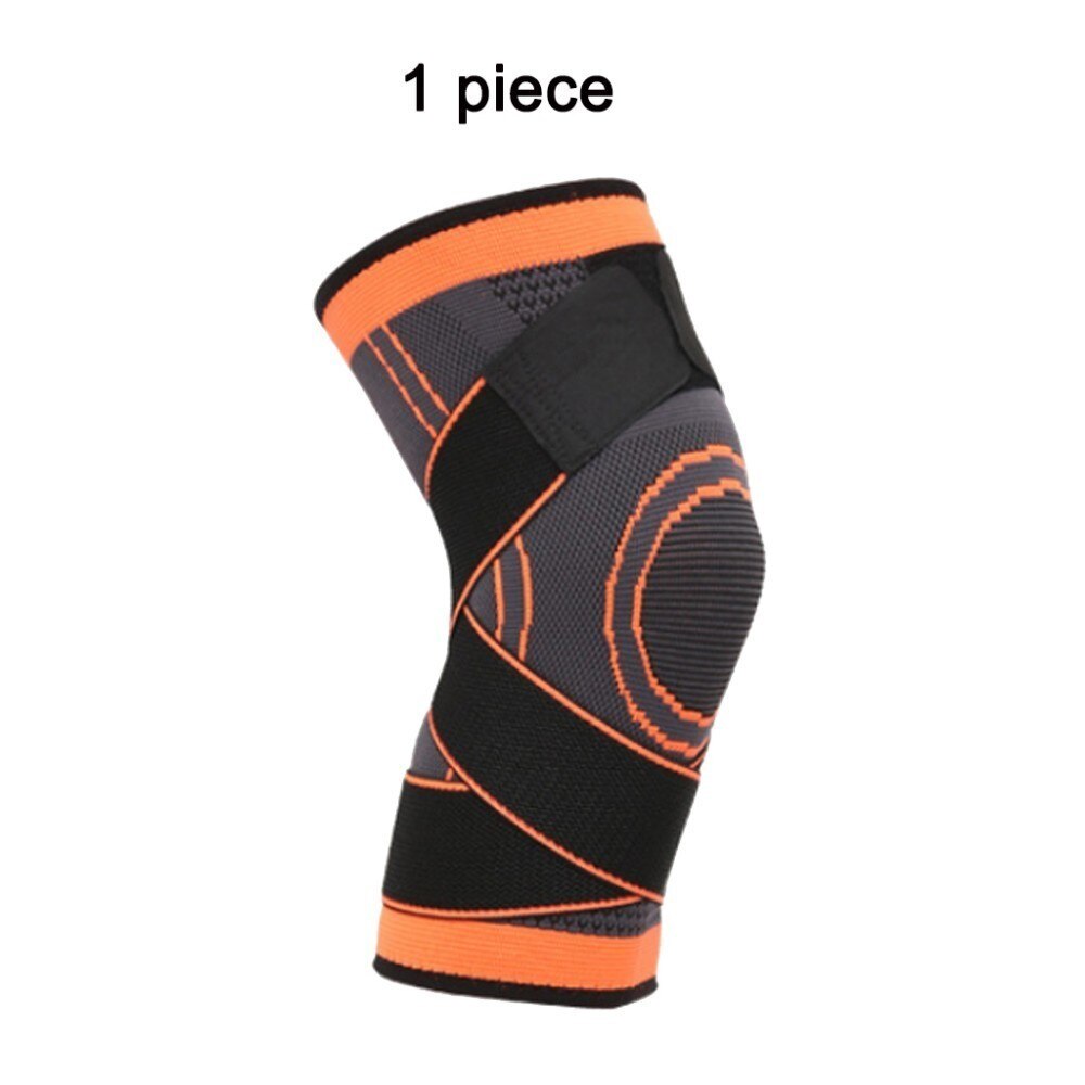 WorthWhile 1PC Sport Pressurized Kneepad Elastic Knee Pads Support Sleeve Basketball Volleyball Brace Training Fitness Protector: 1 Piece Orange / XXL