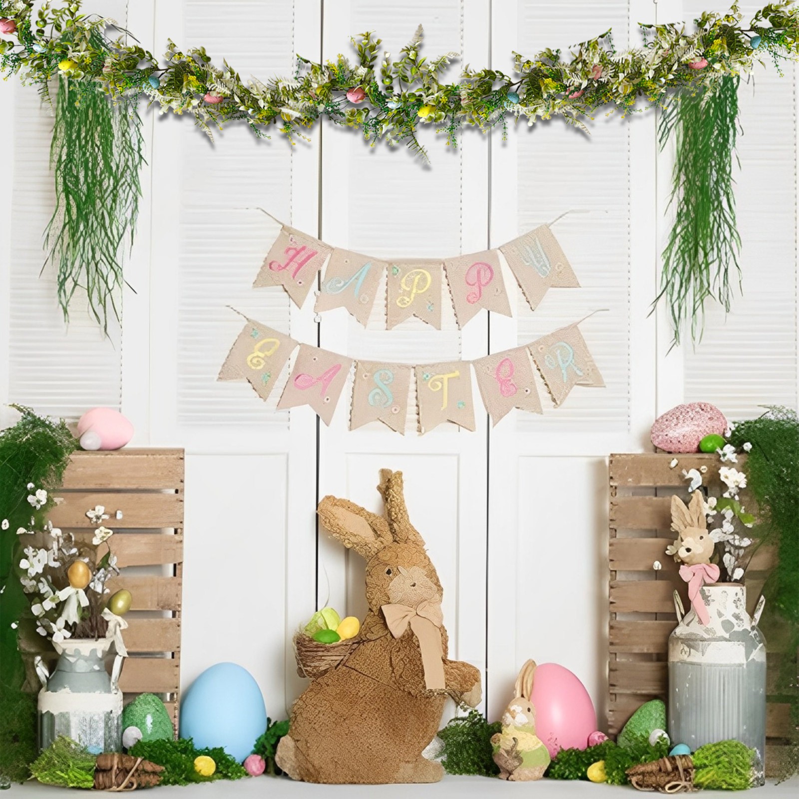 Garland Voor Mantel, Norfolk Krans Pasen Decoraties Paasei Krans Wijnstok Ring Hanger Groen Interieur Raam Decor