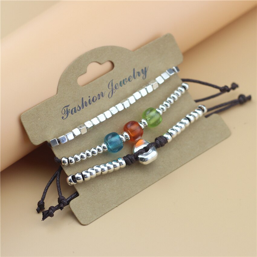 Anslow (3 Stks/set) Mode-sieraden Elegante Vrouwen Kleur Kraal Meisjes Lovers Charm Vriendschap Armband Simple Party LOW0863LB: Green