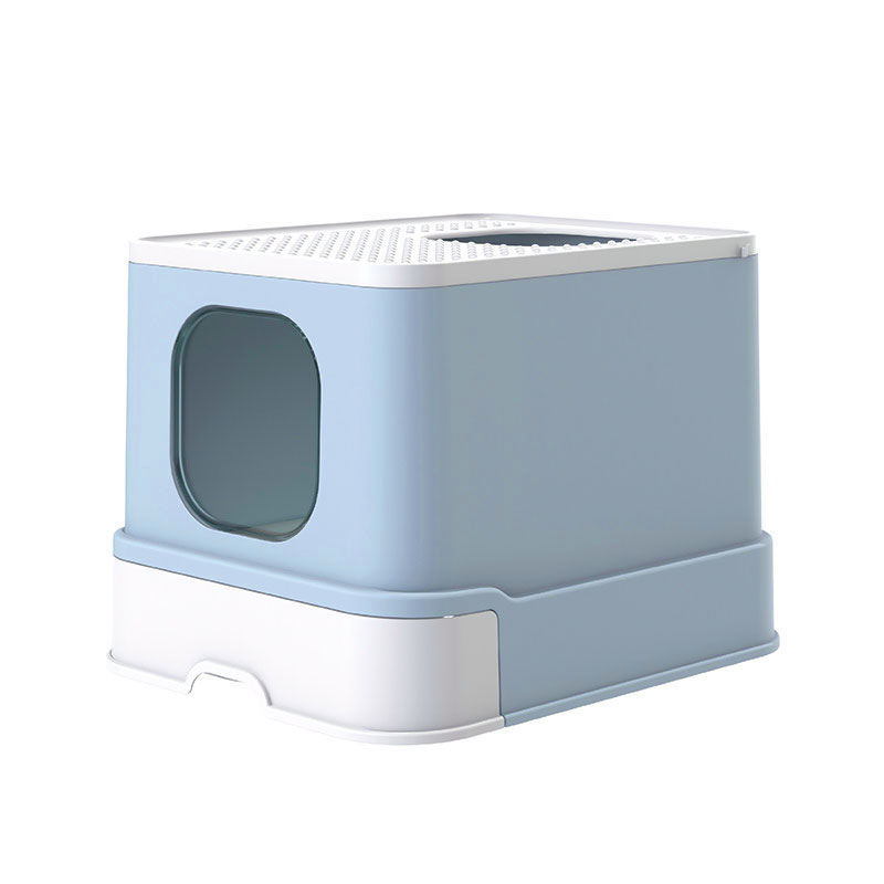 Kattenbak Top Entry Kat Zandbak Grote Capaciteit Wc Lade Gesloten Splash Lade Stijl Lade Wc Catlitter Lade Cattoilet kattenbak: blue