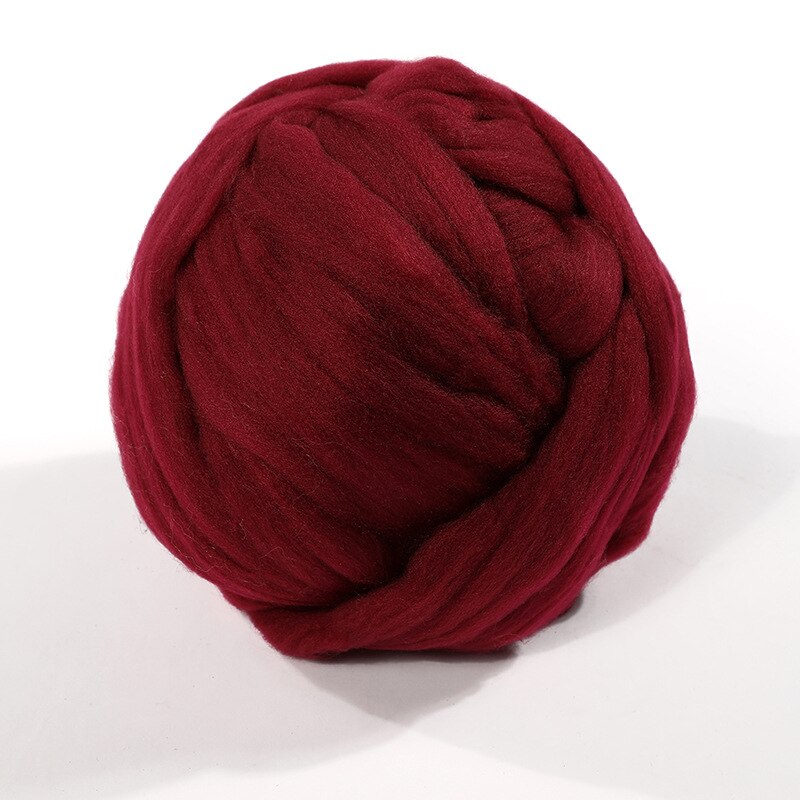 250g super tyk naturlig merinould chunky garn filt uld roving garn til spinding hånd strikning spin garn vinter varmt: 06 mørkerød
