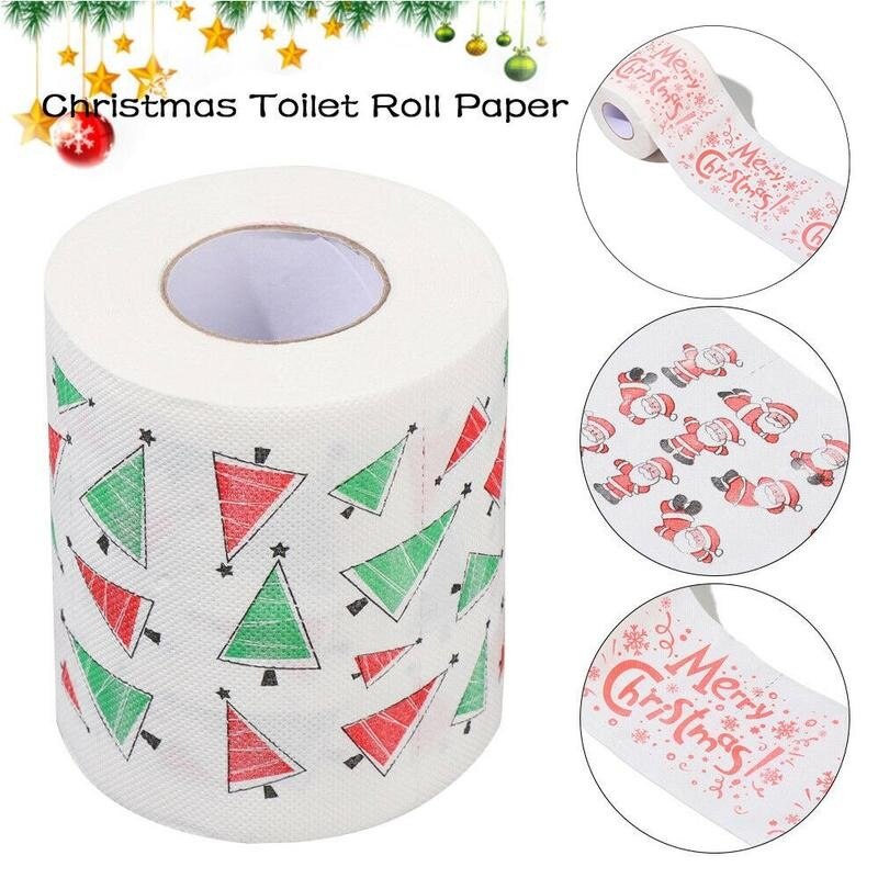 1 rouleau de papier toilette de noël rouleau papier impression père noël bain fournitures de noël décor de noël tissu Navidad noël papier toilette
