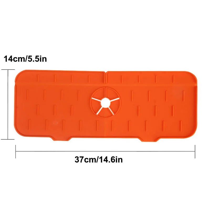 Alfombrilla de silicona para grifo de cocina, escurridor de esponja para fregadero, tapete plegable para fregadero, Protector contra salpicaduras para encimera de baño: Naranja