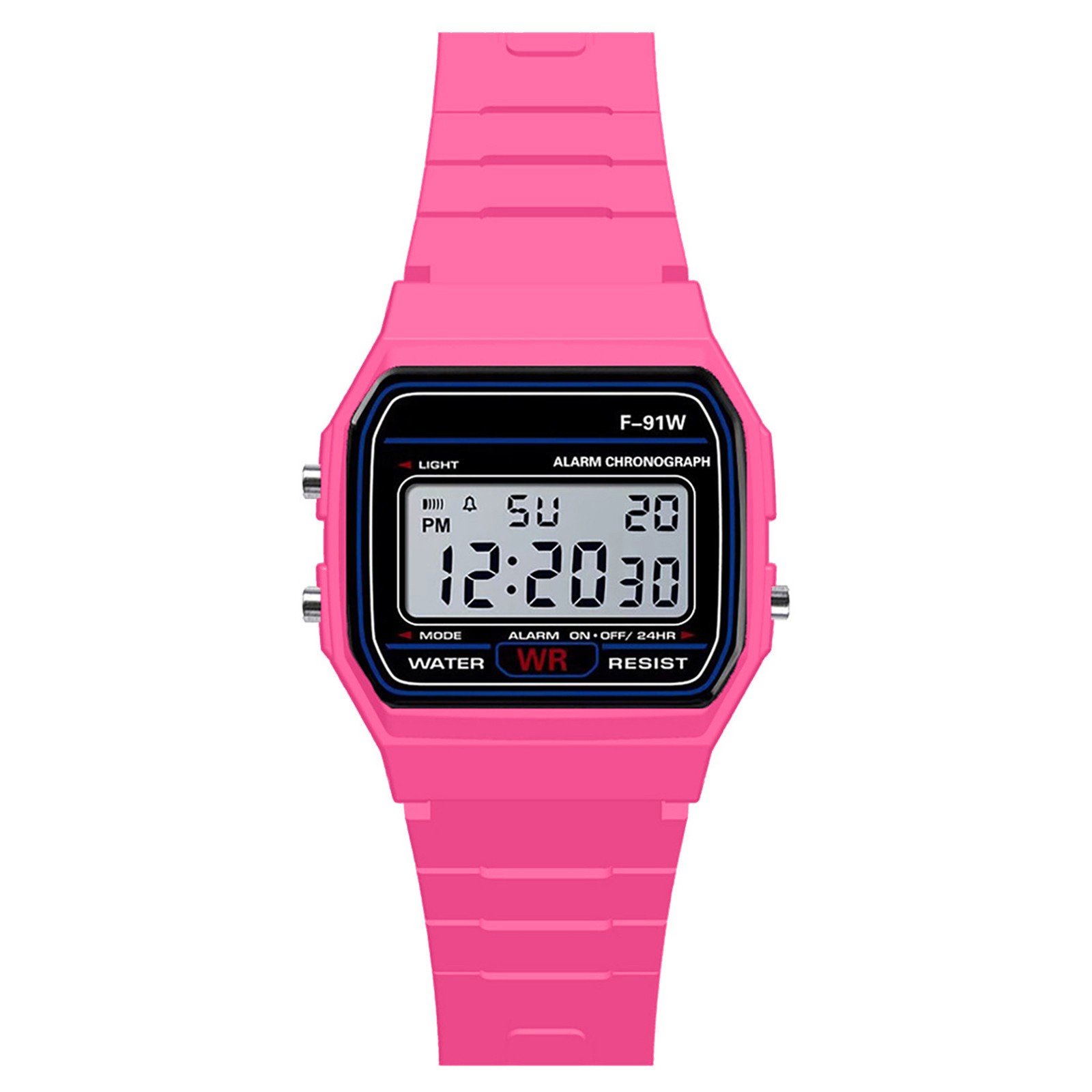 Classic Men Electronic Watch Analog Digital Sport Led Life Waterproof Wrist Watch Outdoor Hiking Camping Simple All-Match Watch: Pink