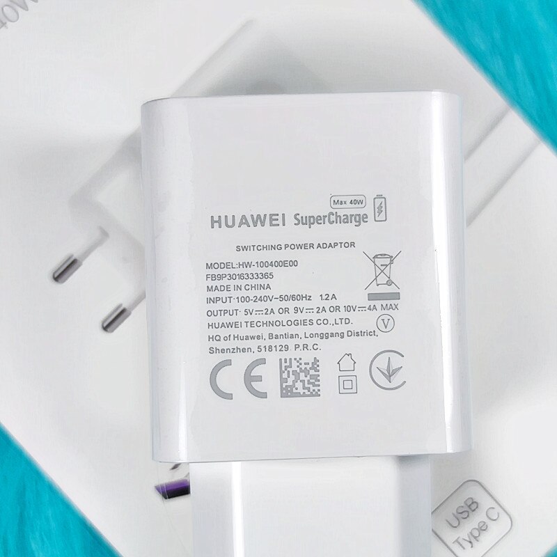 Original Huawei 40W Aufzurüsten USB Schnelle Ladegerät 10V 4A Adapter 5A Typ C Kabel für Honor 10 Magie p20 P30 pro p40 pro mate 30