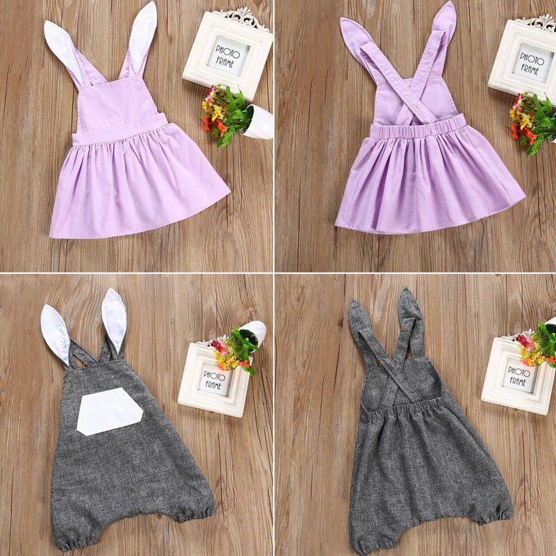 2018 Capretti Appena Nati Del Bambino Della Ragazza Dell'orecchio di Coniglio Pagliaccetto Tuta SleevelessTutu Vestito Vestito Carino Estate Vestiti 3D-4Y