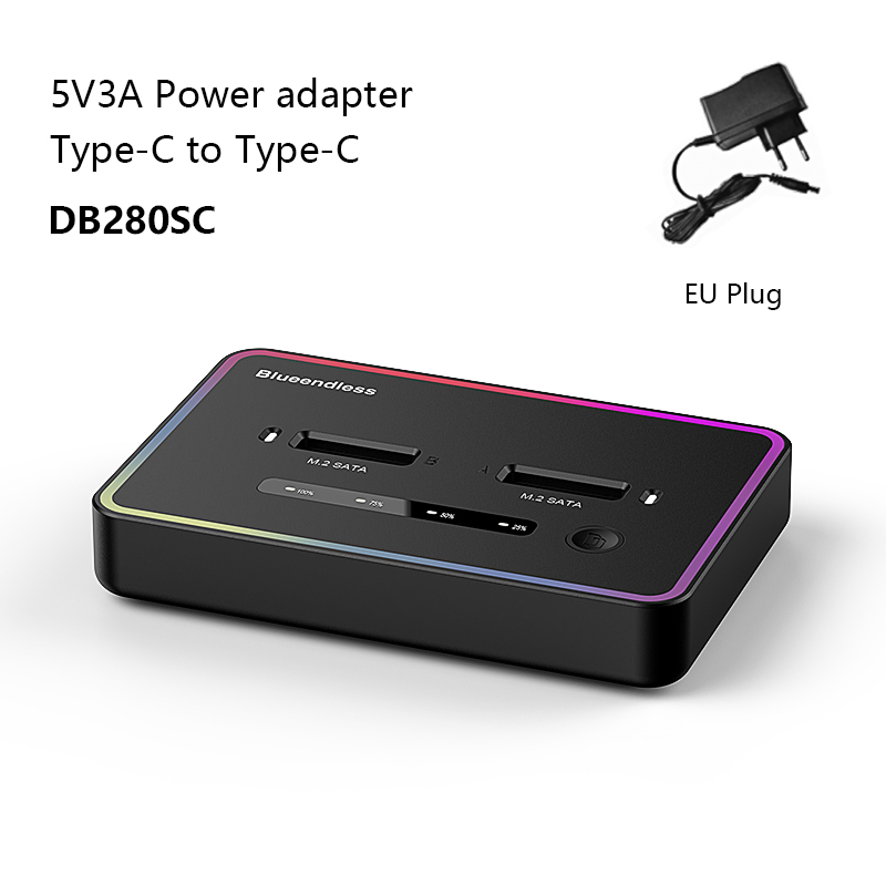 Blueendless  m 2 ssd-dockingstation med to bays, sata-duplikator, ssd med to bays, m2 .2 kabinet, sata 6 gbps, type c, usb 3.1 til ssd-harddisk: Beige
