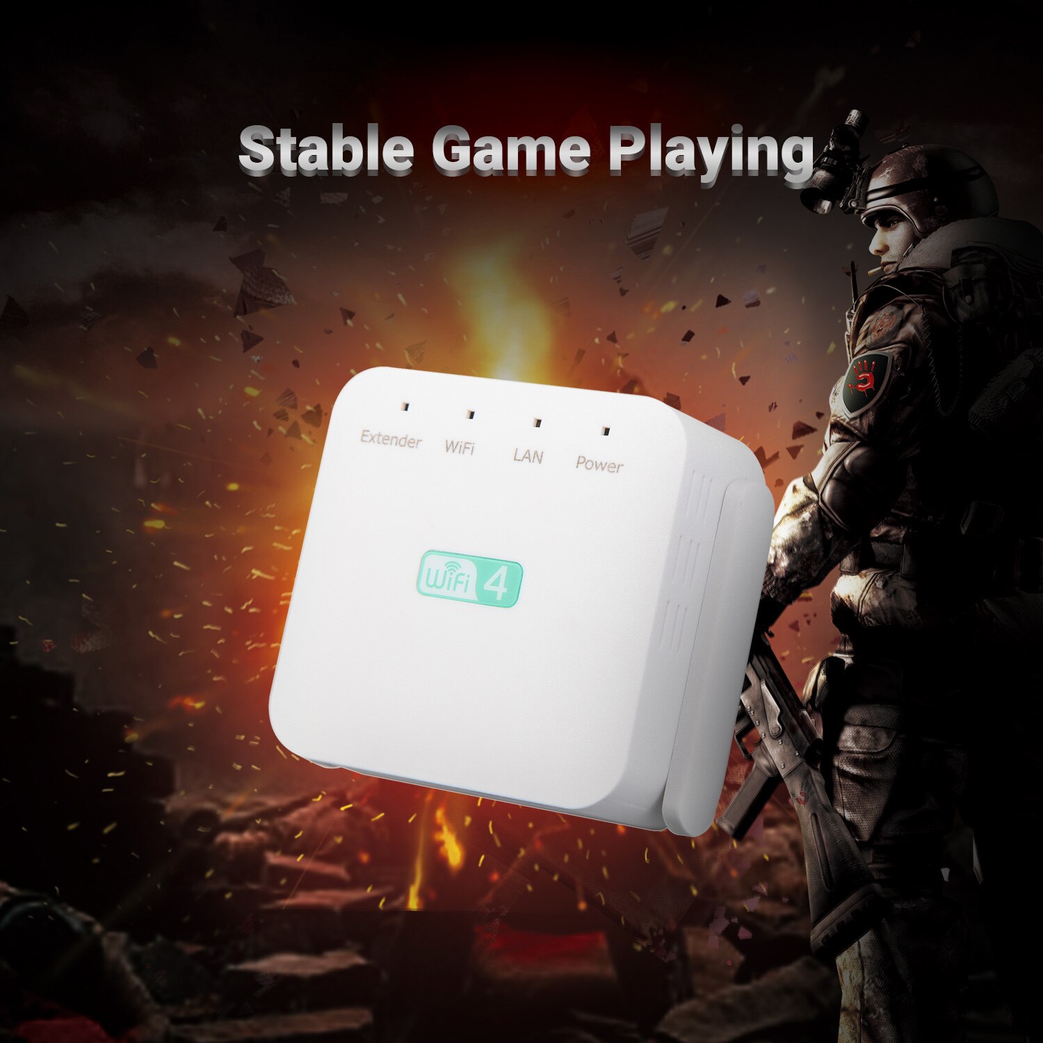 Wireless Repeater WiFi Internet Signal Enhancer Amplifier Booster WiFi Range Extender with Dual External Antennas 300Mbps