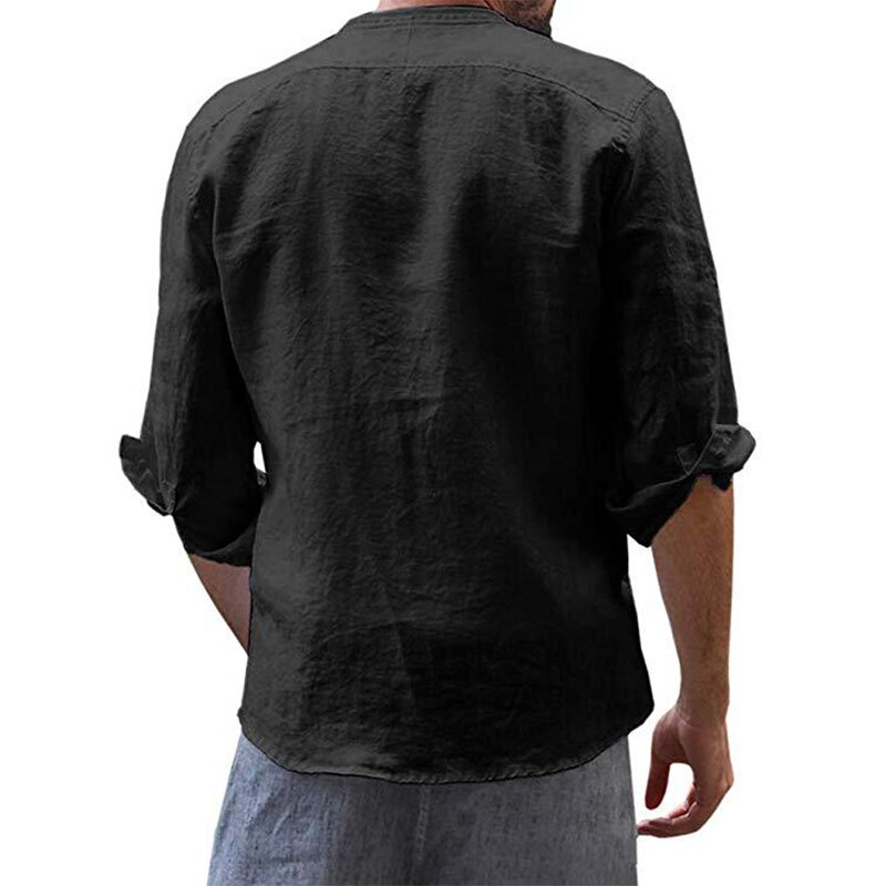 Aoliwen märke sommar plus size herr baggy solid bomull linne långärmad knappficka skjortor m -3xl oversized herrs