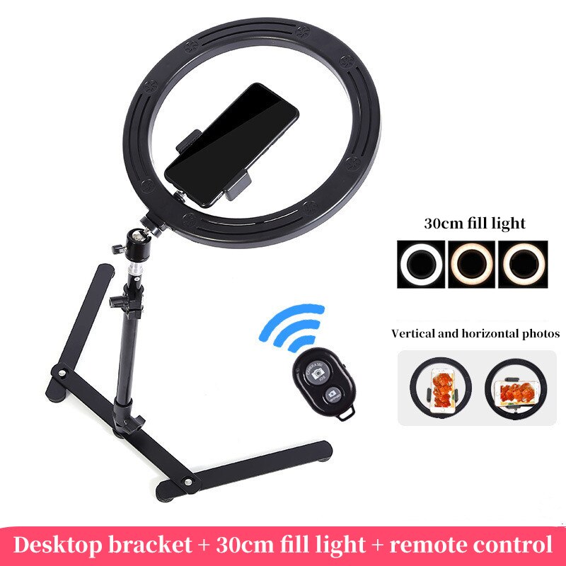 Fotografie Verlichting Vullen Ring Licht Lamp Telefoon Ringlicht Statief Stand Foto Led Selfie Met Bluetooth: 30cm set-2