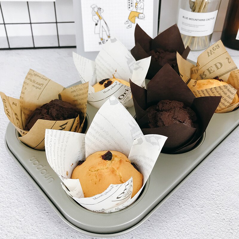 50 pcs Kraftpapier Krant Muffin Cupcake Liner Bakken Muffin Doos Cupcake Wrappers Baking Cups Party Tray Decoreren Gereedschappen