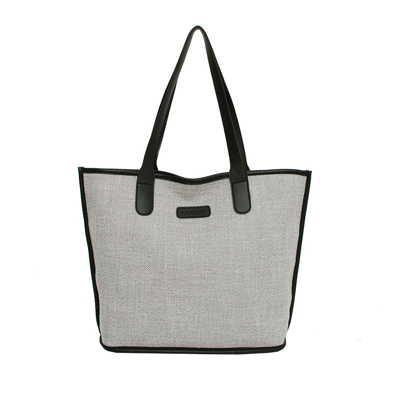 women handbag casual big tote bags shoulder bag beach shopping hand bag pu leather handbags: Gray