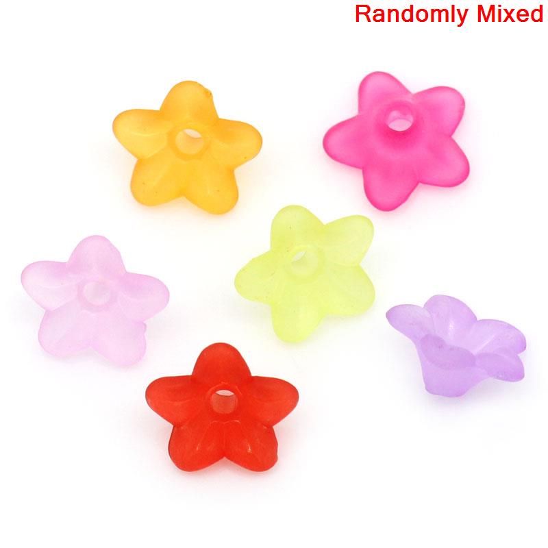 DoreenBeads 800Pcs Mixed Flower Frosted Acrylic Beads 10x4mm(B12046), yiwu