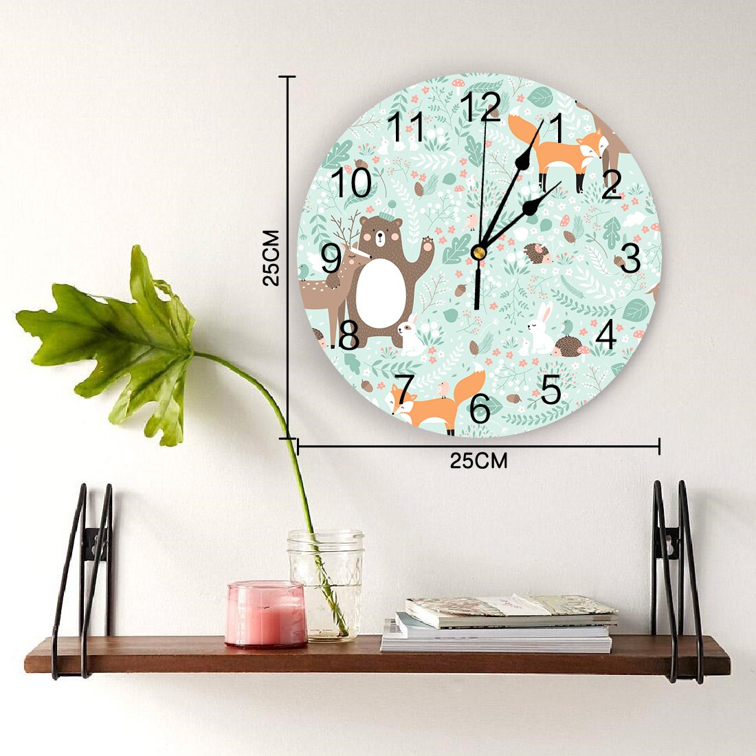 Forest Animal Theme PVC Wall Clock Living Room Bedroom Wall Digital Clock Home Decore Wall Clock Modern