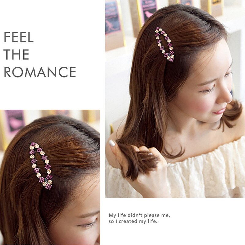 Moda kobiety błyszczący kryształ górski spinki Barrettes dziewczyna śliczne geometryczne spinki do włosów koraliki Hairgrip akcesoria do włosów