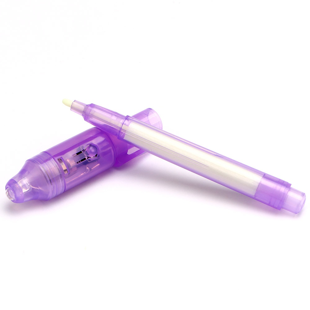 Rotulador fluorescente para oficina, rotulador de tinta Invisible, color morado mágico, 2 en 1, luz negra, grafiti, papelería creativa