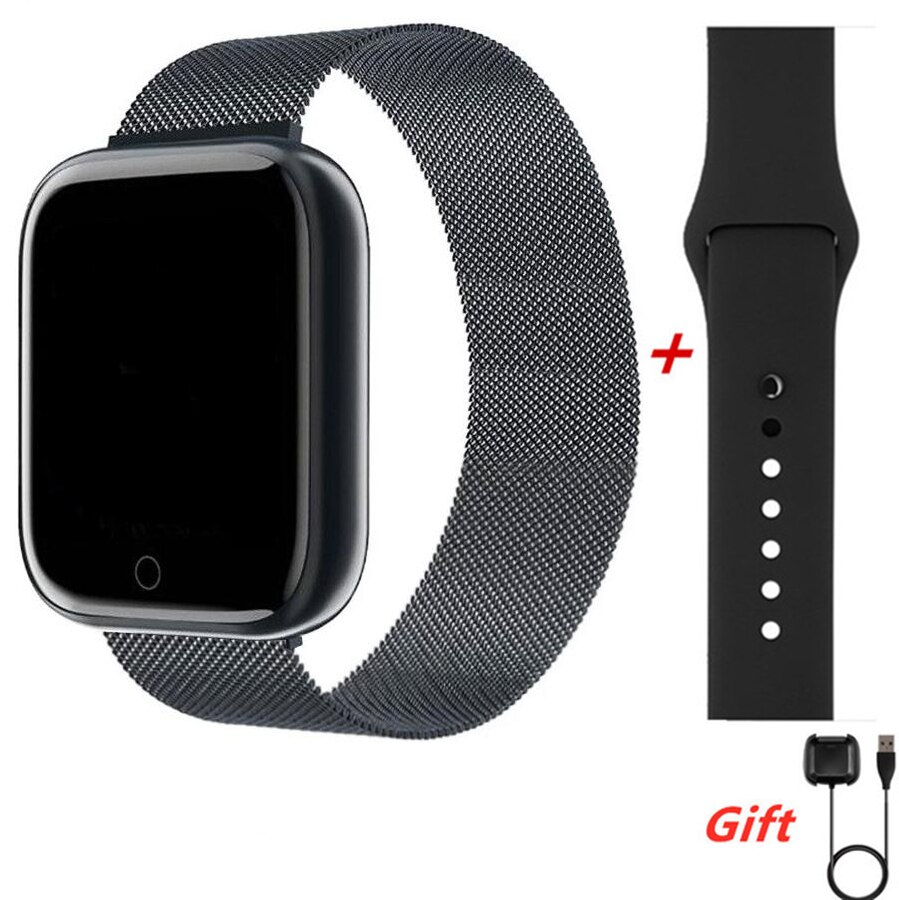 Link Vip-2222 Per Gli Uomini di Acciaio Astuto Della Vigilanza di Frequenza Cardiaca Misuratore di Pressione Sanguigna Monitor Delle Donne di Sport di Forma Fisica di Smartwatch Orologi 2020: Black metal strap