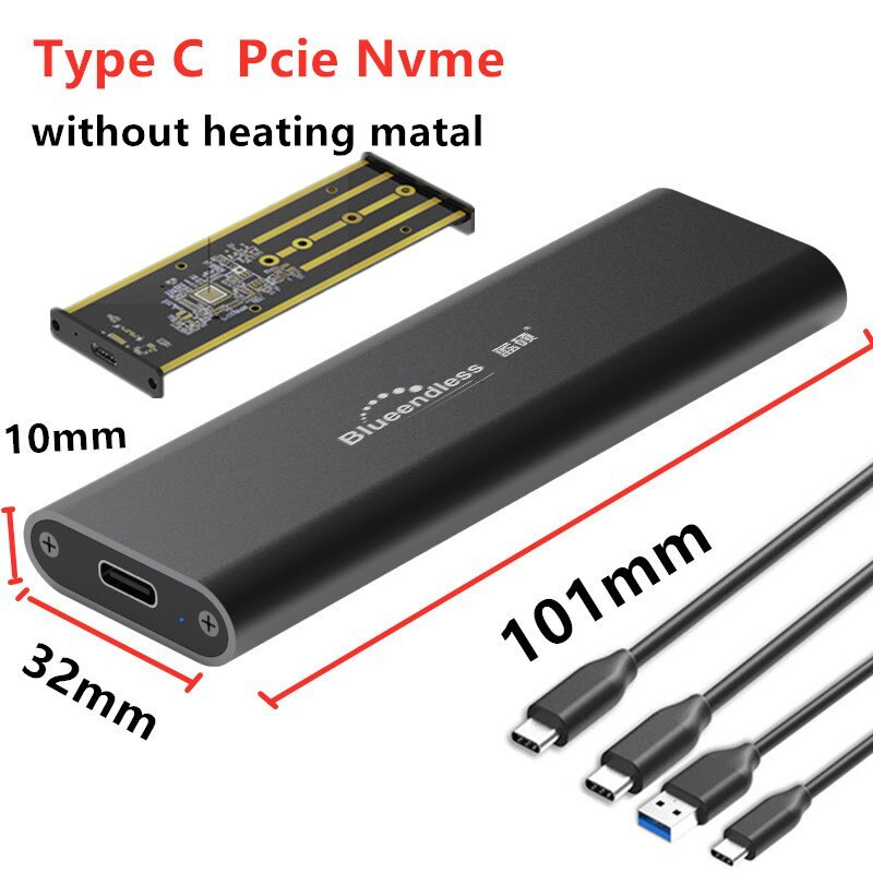 Custodia esterna SSD blueinfinite NVME M.2 porta usb tipo-c custodia SSD USB 3.1 10Gbps M.2 custodia per disco rigido SATA NVME/NGFF: M2802N-NVME-C-A.C-C