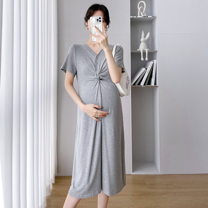 Maternity knitted Blue Short Sleeve Dresses Pregnant Women Clothes Pregnancy Dress Maternity Party Dress