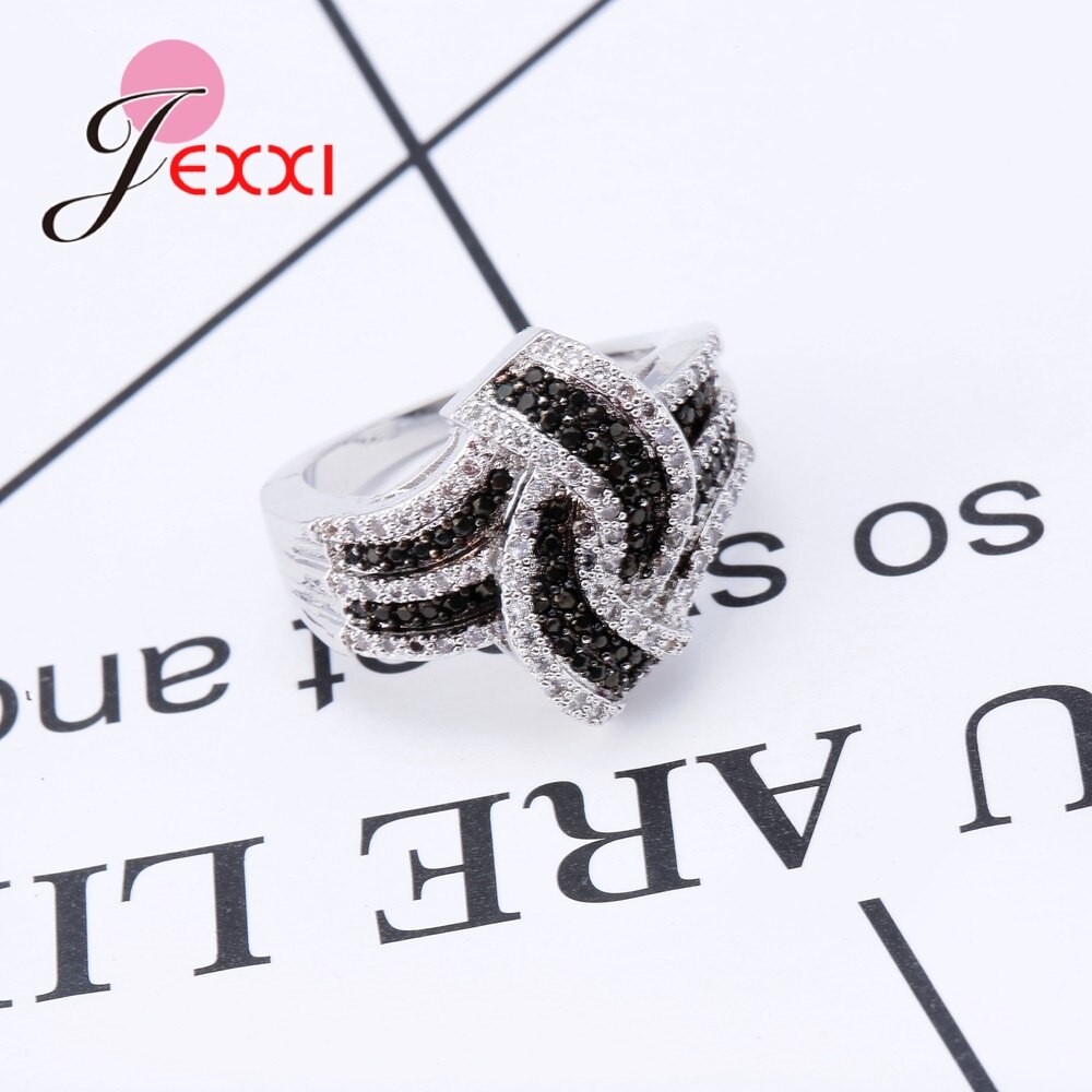 Vrouwen Zwart Wit Zirconia Ringen Voor Party Accessoire 925 Sterling Zilveren Bands Sieraden Joyas De Plata Ringen