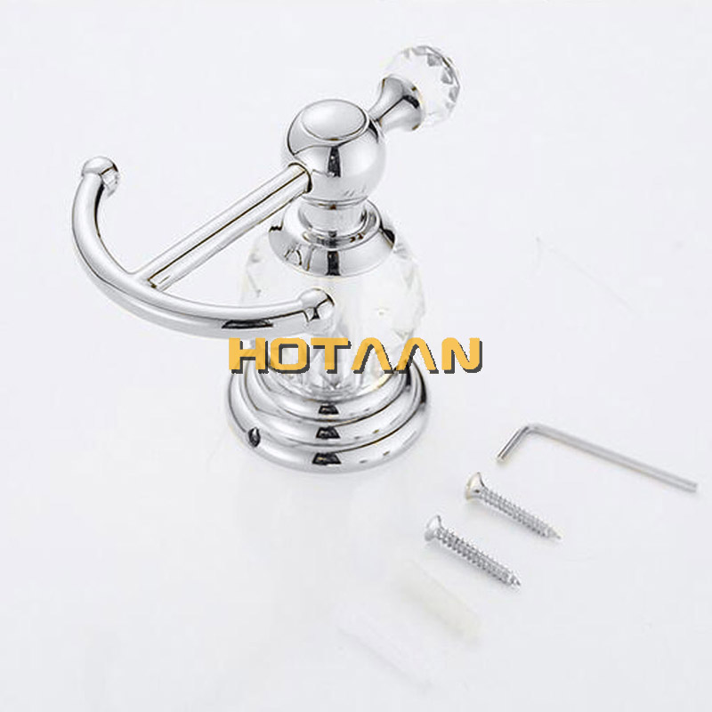 Gancho dorado para colgar en el baño, de lujo, de cristal y zinc, de estilo europeo, gancho dorado para toallas, decoración del hogar, 12802C