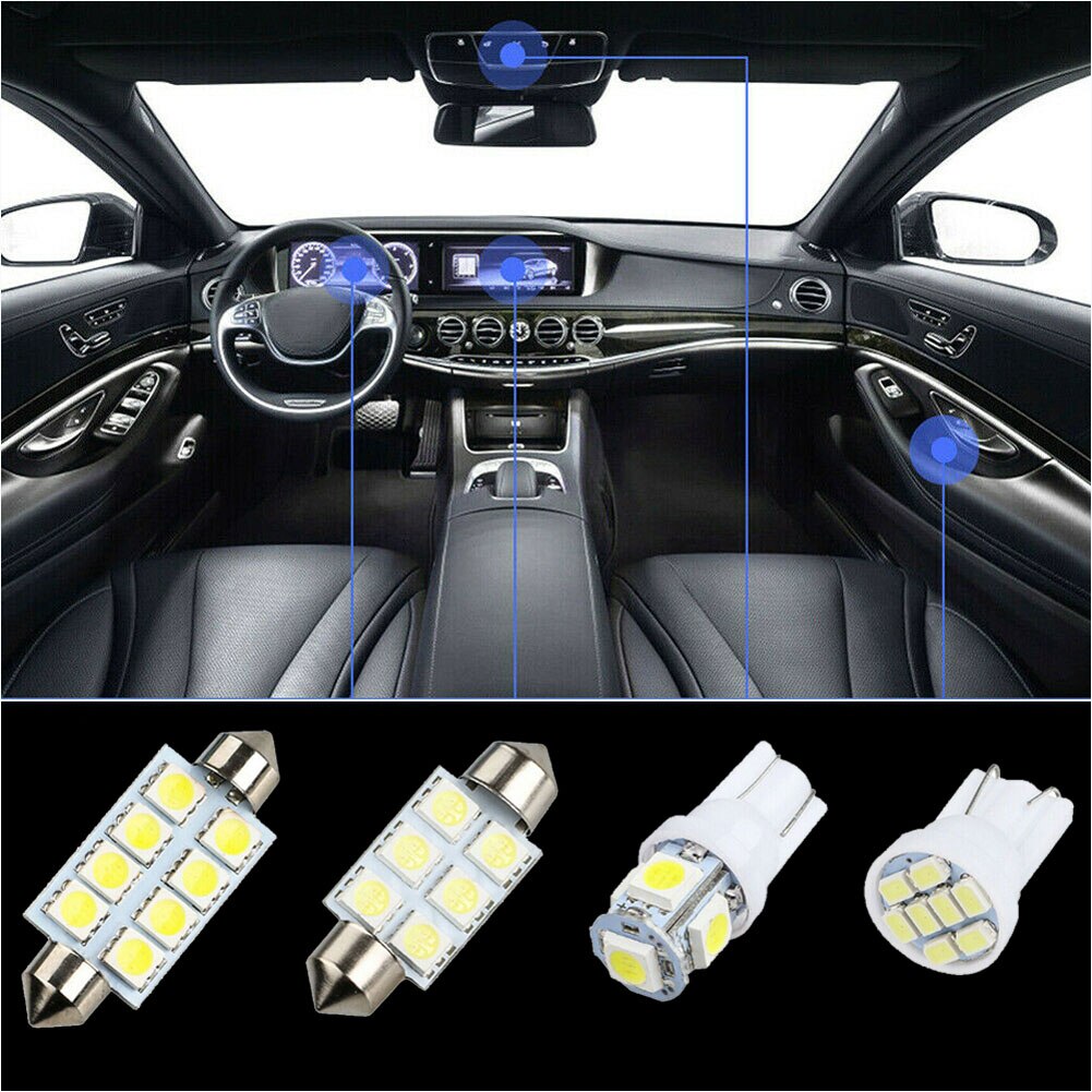 16PCS 6500K Bright White LED Bulb Interior Lights Package Kit Car Accessories
