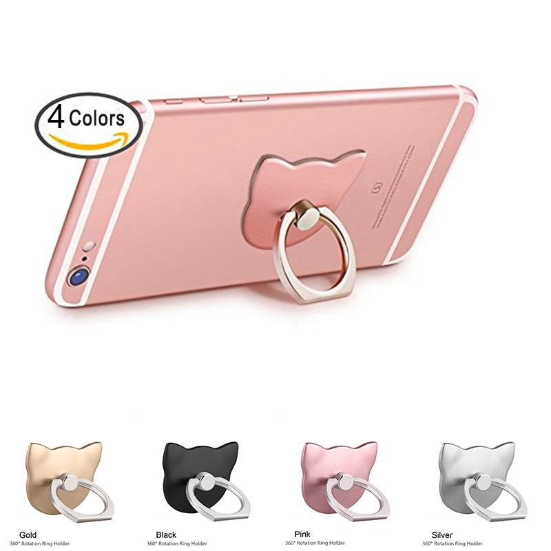 Universel téléphone porte-anneau anti-dérapant doigt porte-anneau mignon chat/fleur métal poignée Support téléphone Mobile Support en plastique pour tablette