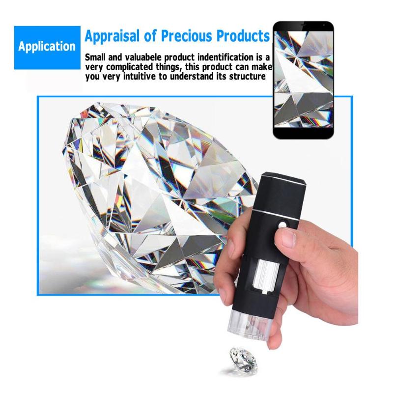 2mp hd microscópio digital lupa wifi sem fio 8 led 500x câmera de vídeo elétrica com base suporte para ios android