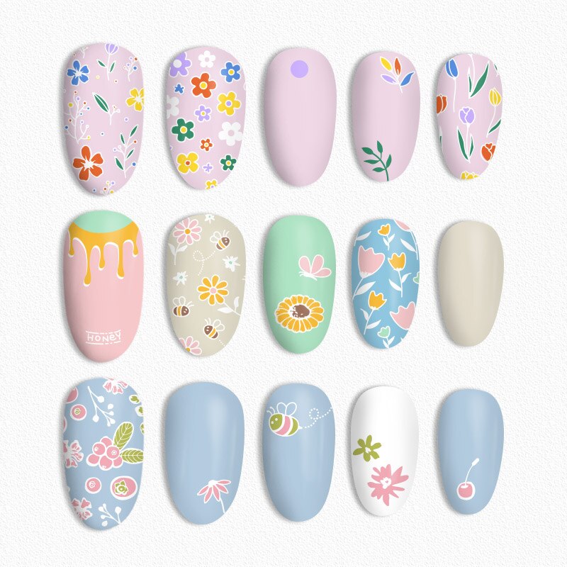 BORN PRETTY Rectangle Nail Stamping Plates Stainless Steel Simple High Nail Stamp Templates Flower tango-L003