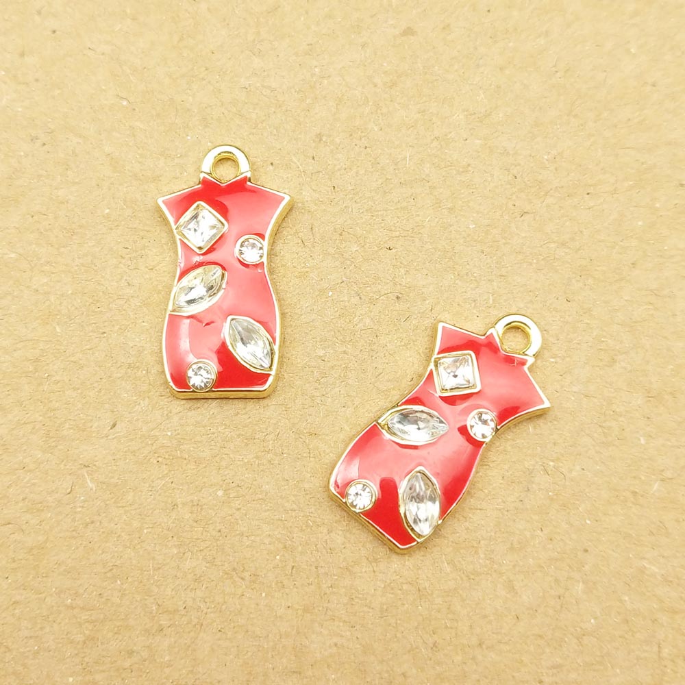 10 stuks 10 x 17mm emaille bedels voor dameskleding voor het maken van sieraden, oorbellen, armbanden, kettingen en bedels: Rood