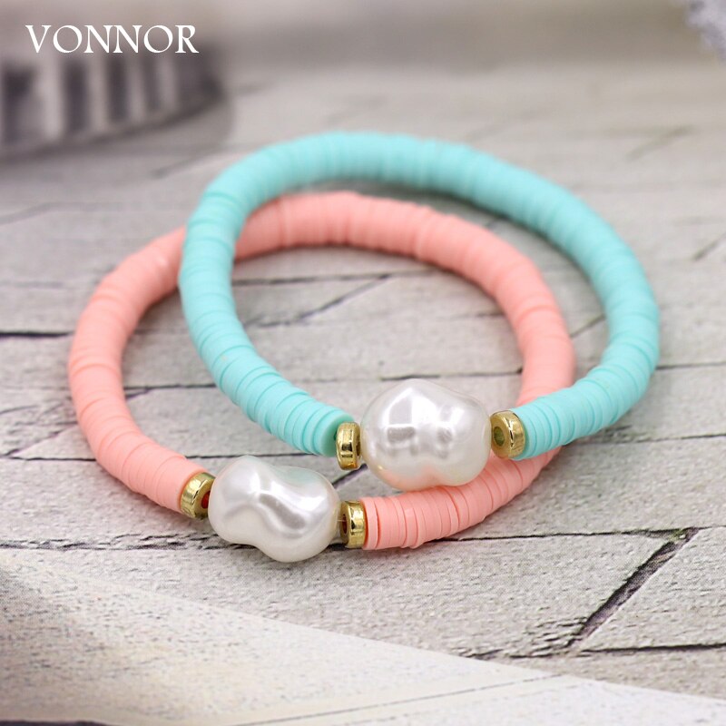 Women&#39;s Bracelet Boho Multicolor Summer Beach Jewelry Imitation Pearl Charm Bracelets for Female Girls