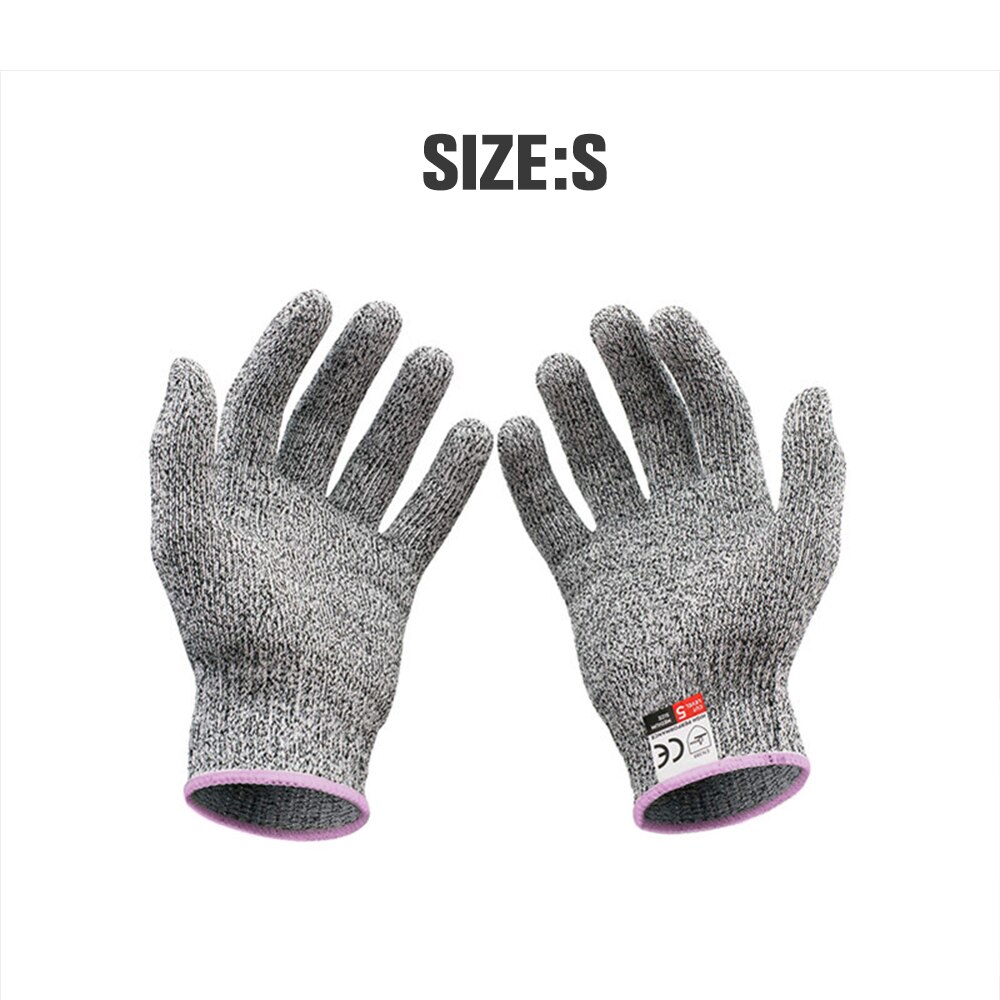 Guantes de seguridad resistentes al corte, par de guantes de trabajo anticortes, transpirables, de carnicero, cocina, para cortar carne de pescado: S