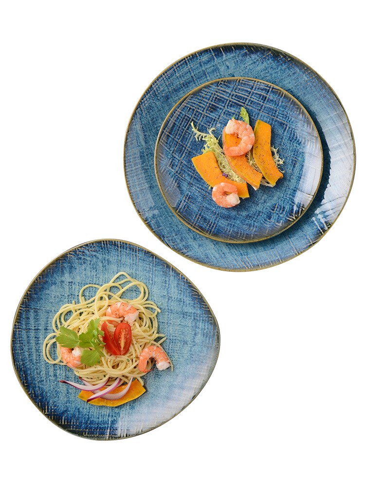Blue Kiln Change Ceramic Tableware Set of Plates Alien Dishes for Serving Food Plate Table Kitchen Dining Bar Home Garden