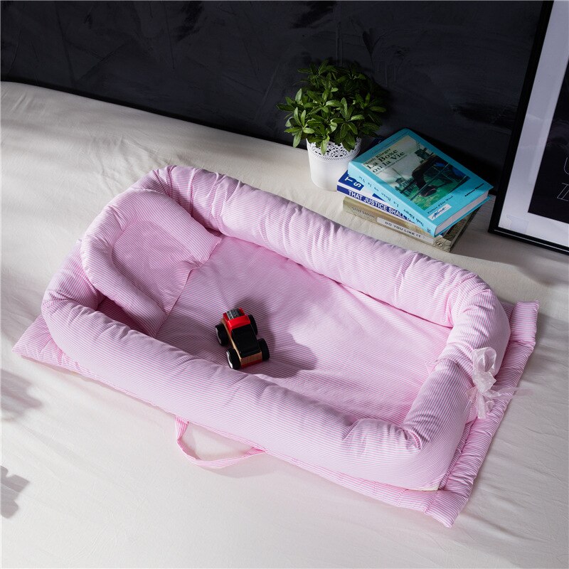 Baby Kinderbox Bed Baby Wieg Pasgeborenen Reizen Babybedjes Gestreepte Gedrukt Kind Lounger Opvouwbare Draagbare Kinderen Katoen Cradle Kid: 2