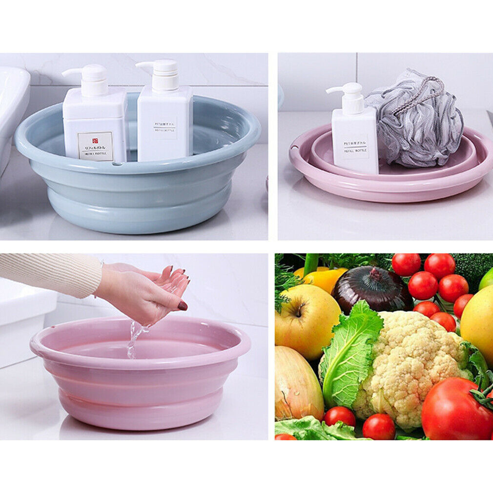 Silicone Collapsible Portable Camping Folding Wash Basin Collapsible Bucket Dish Tub Fruit Vegetable Tools