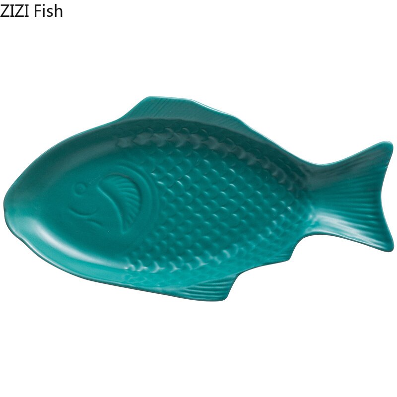 Fiskform keramik tallrik sallad sushi biff frukost tallrik nordisk enfärgad hushålls köksredskap