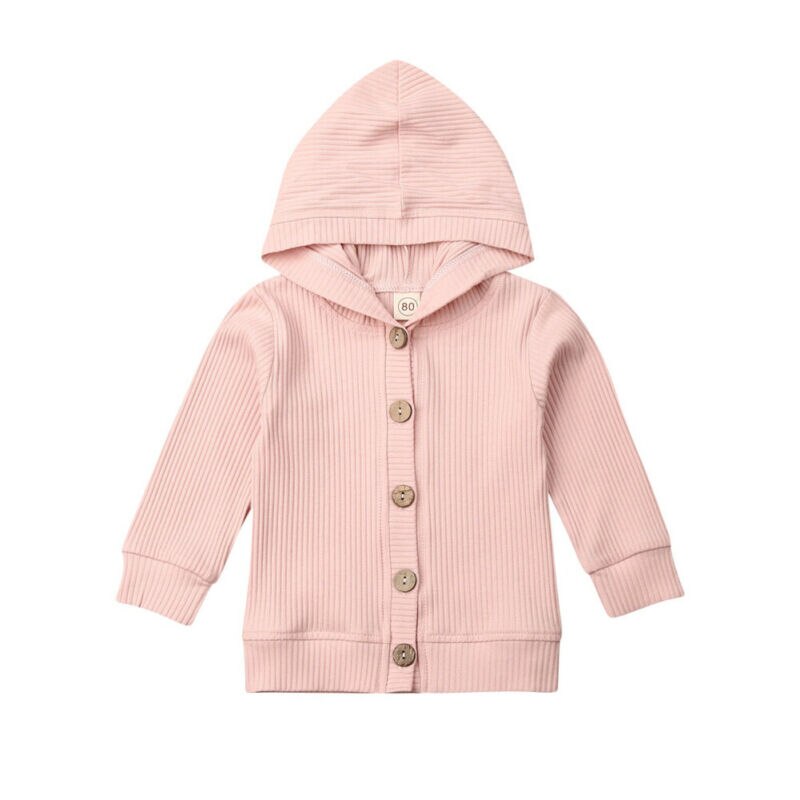 Inafnt Baby Meisje Jongen Gebreide Katoenen Jassen Knit Truien Vest Tops Warm Fall Kleding Solid Lange Mouwen Hooded Jassen 0-24M: Roze / 3M
