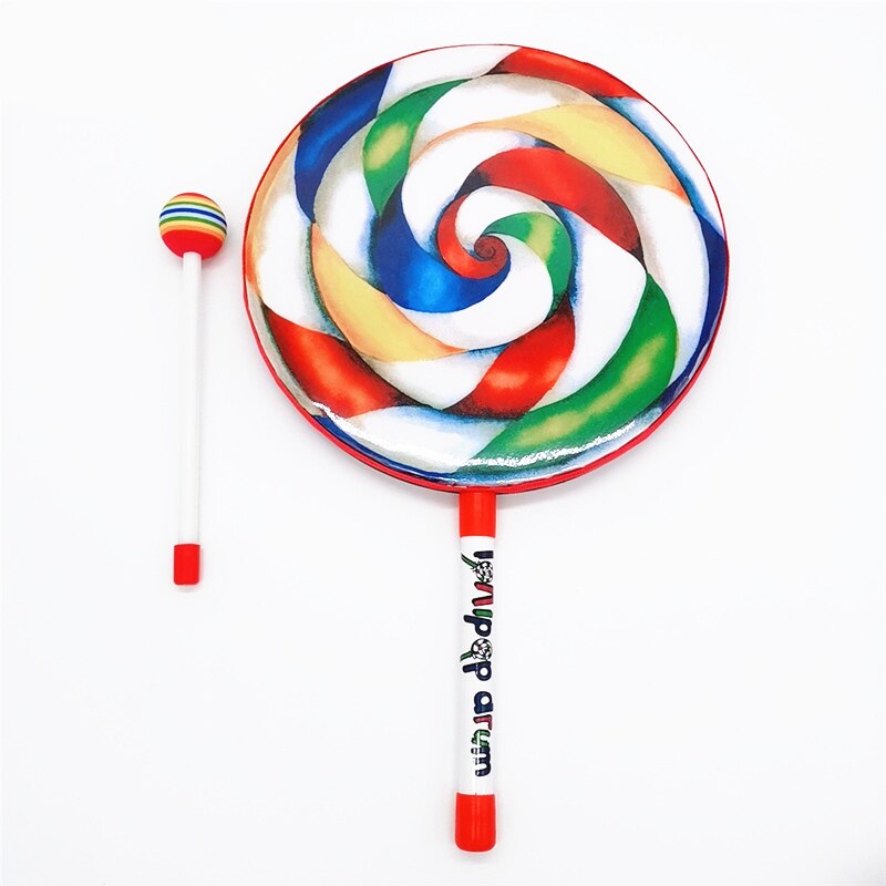Orff Instruments Lollipop Drums 6/8/10 Inch Three Size Dance Props Percussion Instruments Hand Drum Preschool Education Toys: drum diameter 25cm