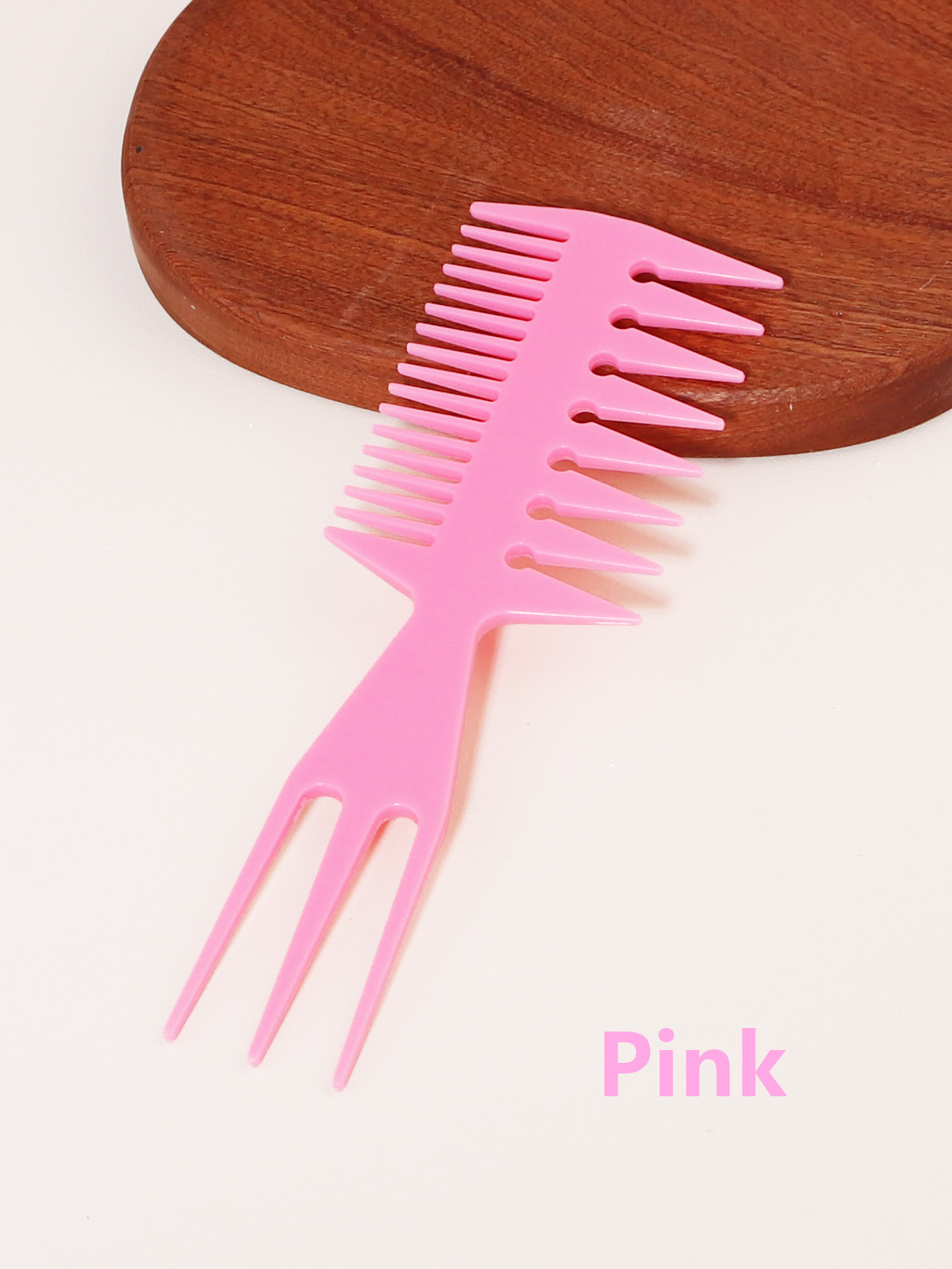1 cepillo de pelo multifuncional en forma de espina de pescado con de dientes anchos, herramienta de salón con cabeza de aceite africano, peine especial para pelucas de cabello real: Rosa