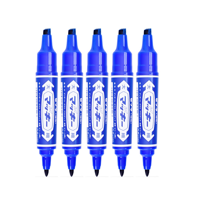 3 stücke/5 stücke Wasserdicht dauerhaft Marker Stifte Schwarz Blau verrotten Zwei Schreibfedern Öl Tinte Kein Verblassen Unterschrift Stift für Papier Metall Glas Kennzeichnung: Licht Grau
