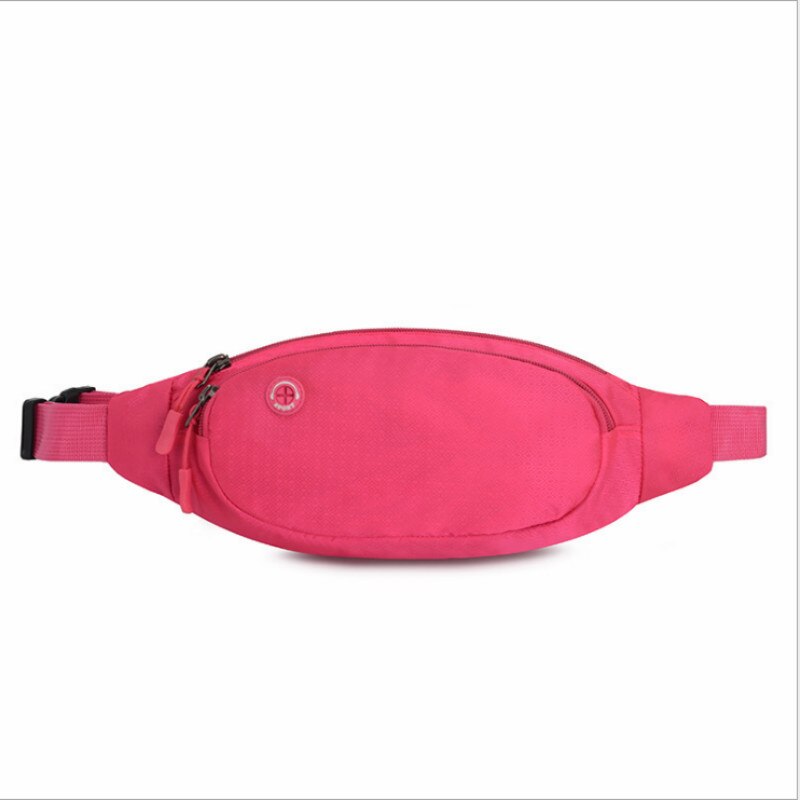 Casual unisex fanny pack ensfarget utendørs sport løping midjeveske brystveske belteveske + hodetelefonhull