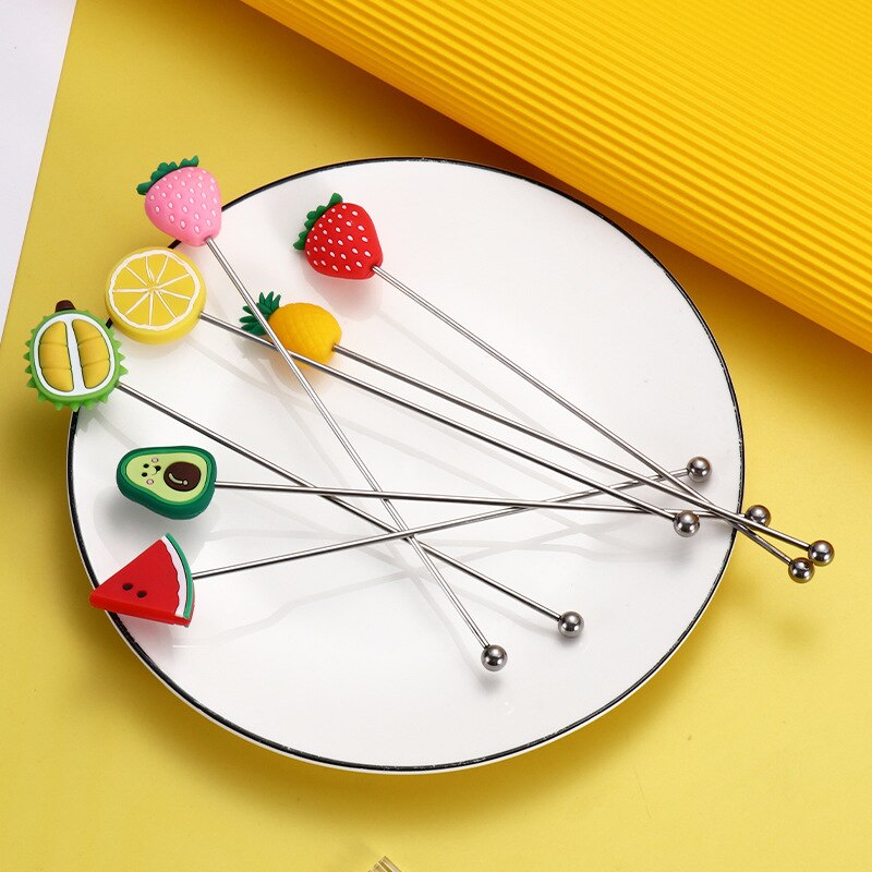 Stainless Steel Cocktail Sticks Fruit Sticks Reusable Drink Picks Cocktail Stirring Sticks Restaurant Bar Party Cafe Bar Tools