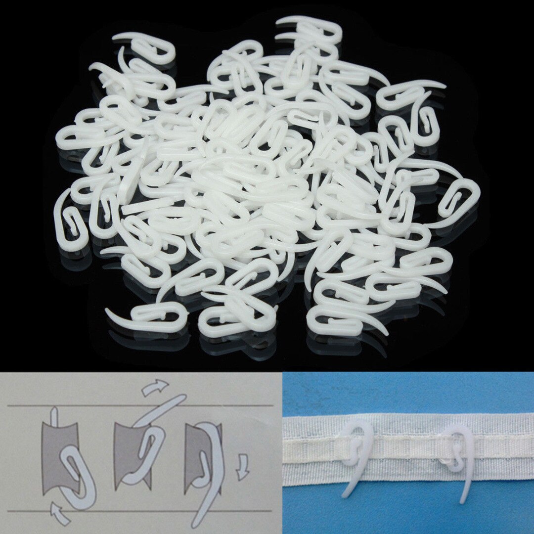 Ganchos de plástico blanco para colgar cortinas, gancho de anillos para coche y caravana, 100 Uds.