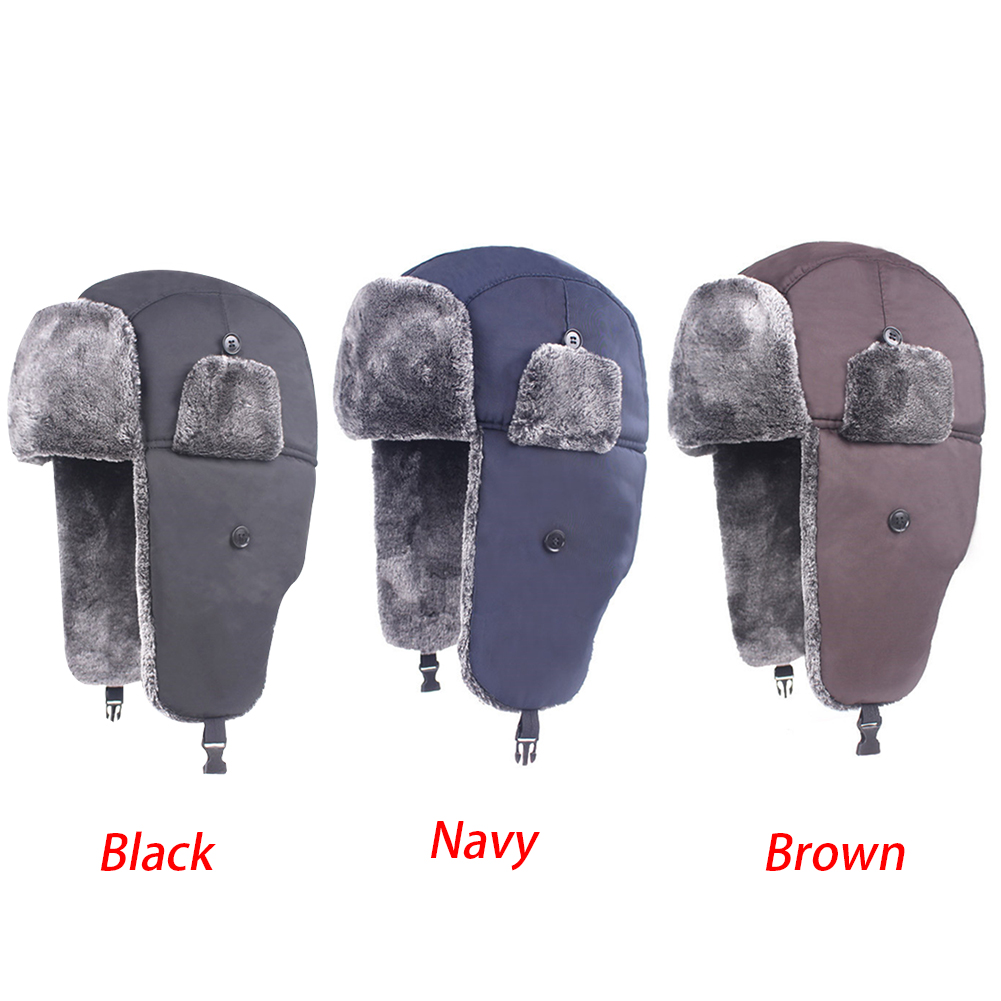 Unisex Bomber Fur Lined Winter Trapper Hat Hat Windproof Simple Ear Flap Caps Thicken Waterproof Warm
