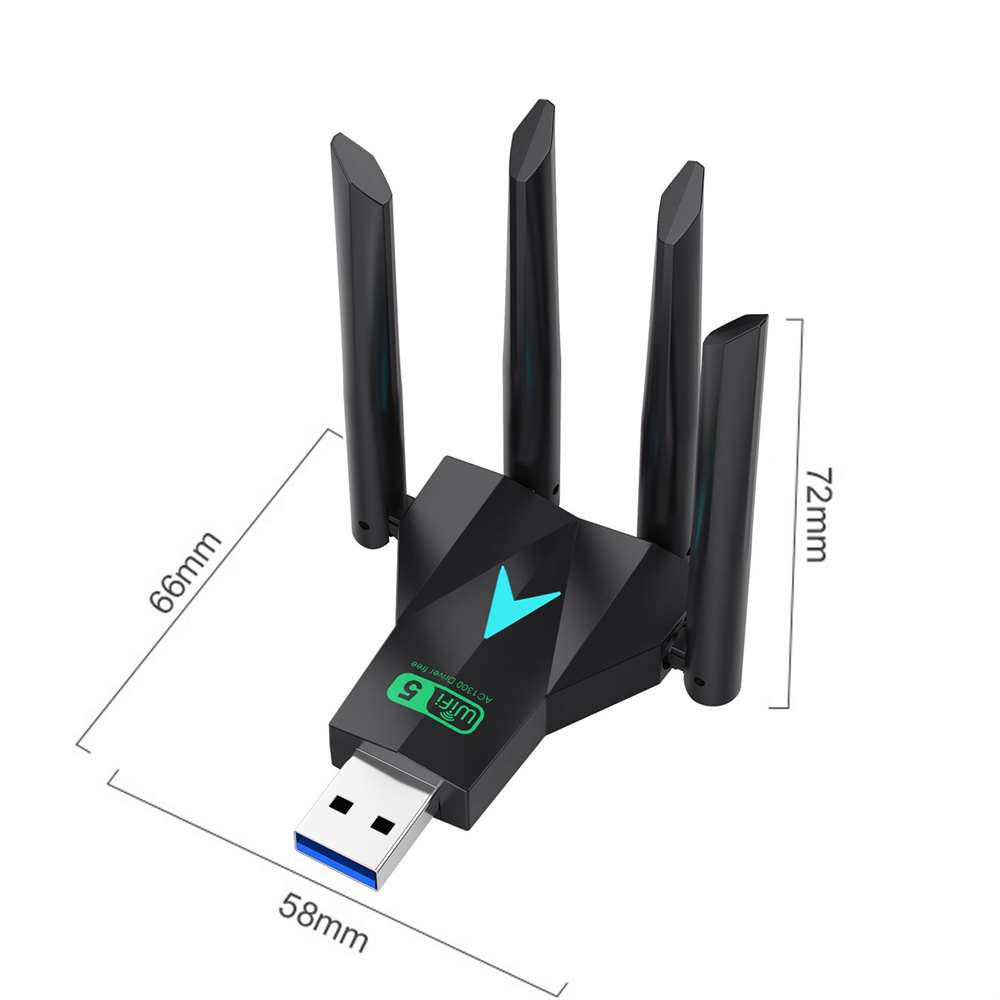 1300Mbps USB WiFi Adapter 2in1 Dongle Dual Band 2.4G&5GHz WiFi 5 Network Wireless Receiver DRIVER FREE