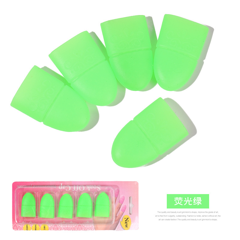 5 teile/satz UV Gel Nagellack Entferner Kette Nagel Tipps Silikon Tränken aus Deckel Clip wiederverwendbar Manikübetreffend Reinigung Mangel Zubehör werkzeuge: 02-Grün