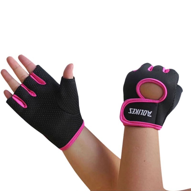 Fietsen Half Vinger Handschoenen Gym Accessoires 1 Paar Sport Workout Gym Handschoenen Mannen Vrouwen Fitness Gym Gewichtheffen Buiten Rijden: Black rose / S