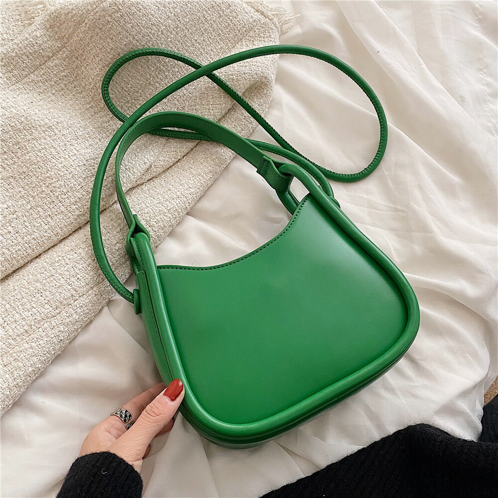 Burminsa Trendy Small Armpit Shoulder Bags For Women Brand Half Moon Crossbody Ladies Purses And Handbags Spring 2022: Green