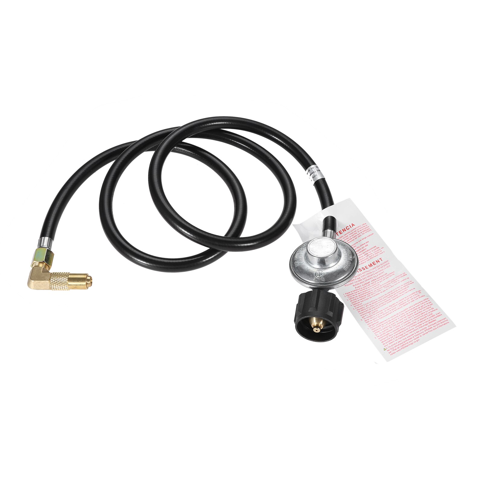 Low Pressure Regulator for BBQ Grill with 5 Foot Hose including the 90° Brass Elbow Adapter for Blackstone 17'/22' Table Grill