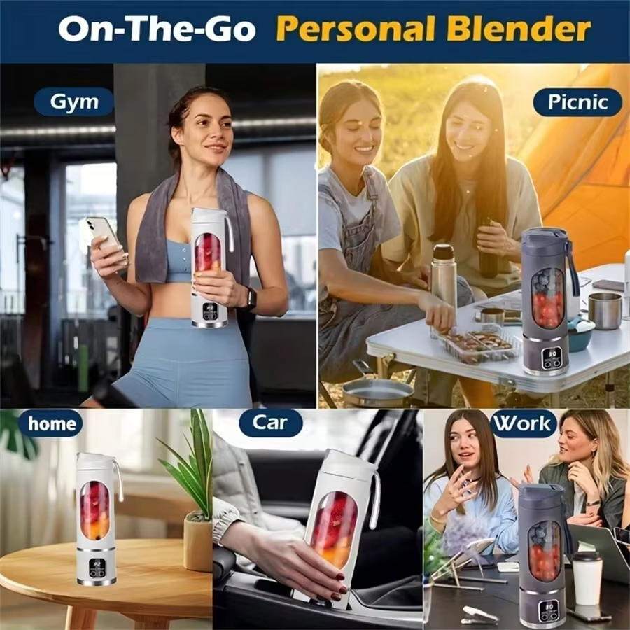 USB Opladen Draagbare Juicer 8/12 Blade Head 3 Versnellingen Verstelbare Dubbele Cover langdurige High-Power Ijsbreker